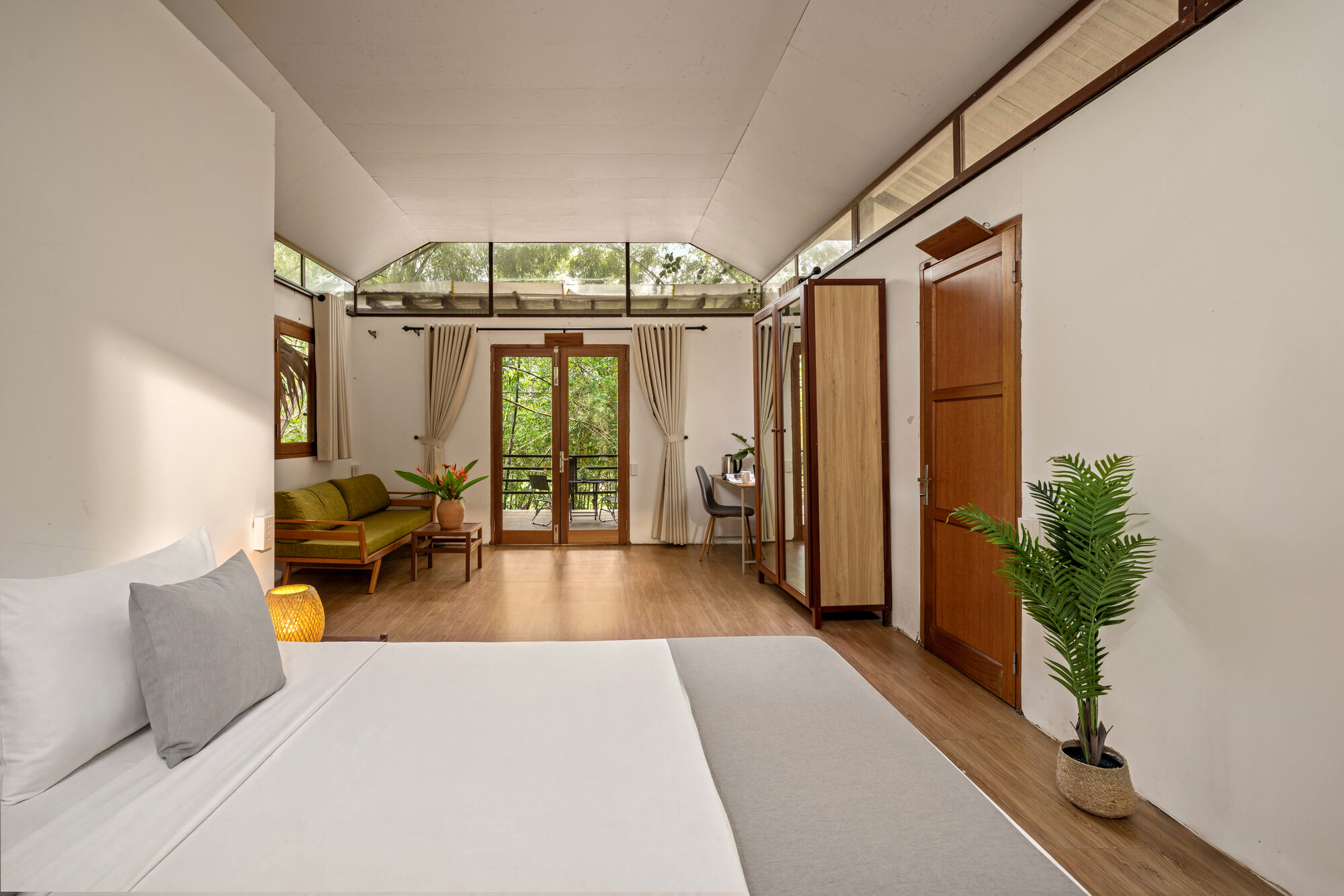 Interior of the poolside villa at our eco lodge near Hoi An